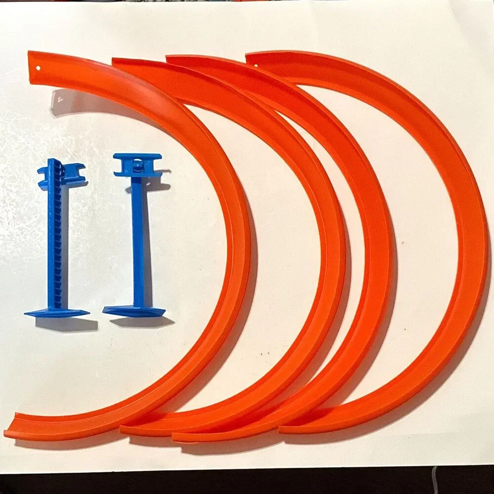 Hot Wheels Trick Tracks Loop Track Replacement Lot 4 Loop Sections 2 Supports